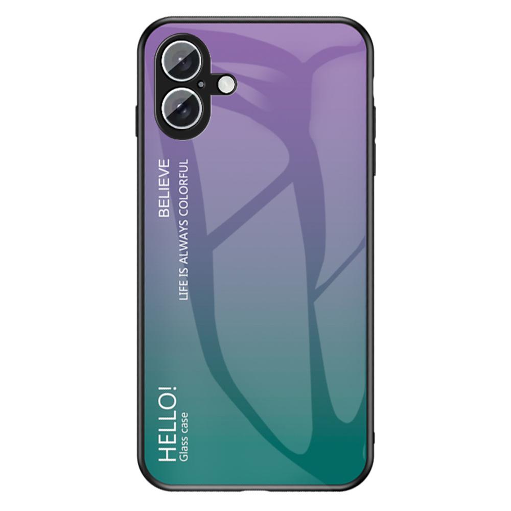 For iPhone 16 Case Anti-Scratch Tempered Glass+PC+TPU Phone Cover