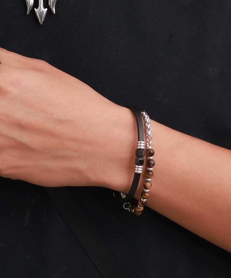 Blancier Black Hex Noir Bm258B1172 Cowhide Men'S Bracelet