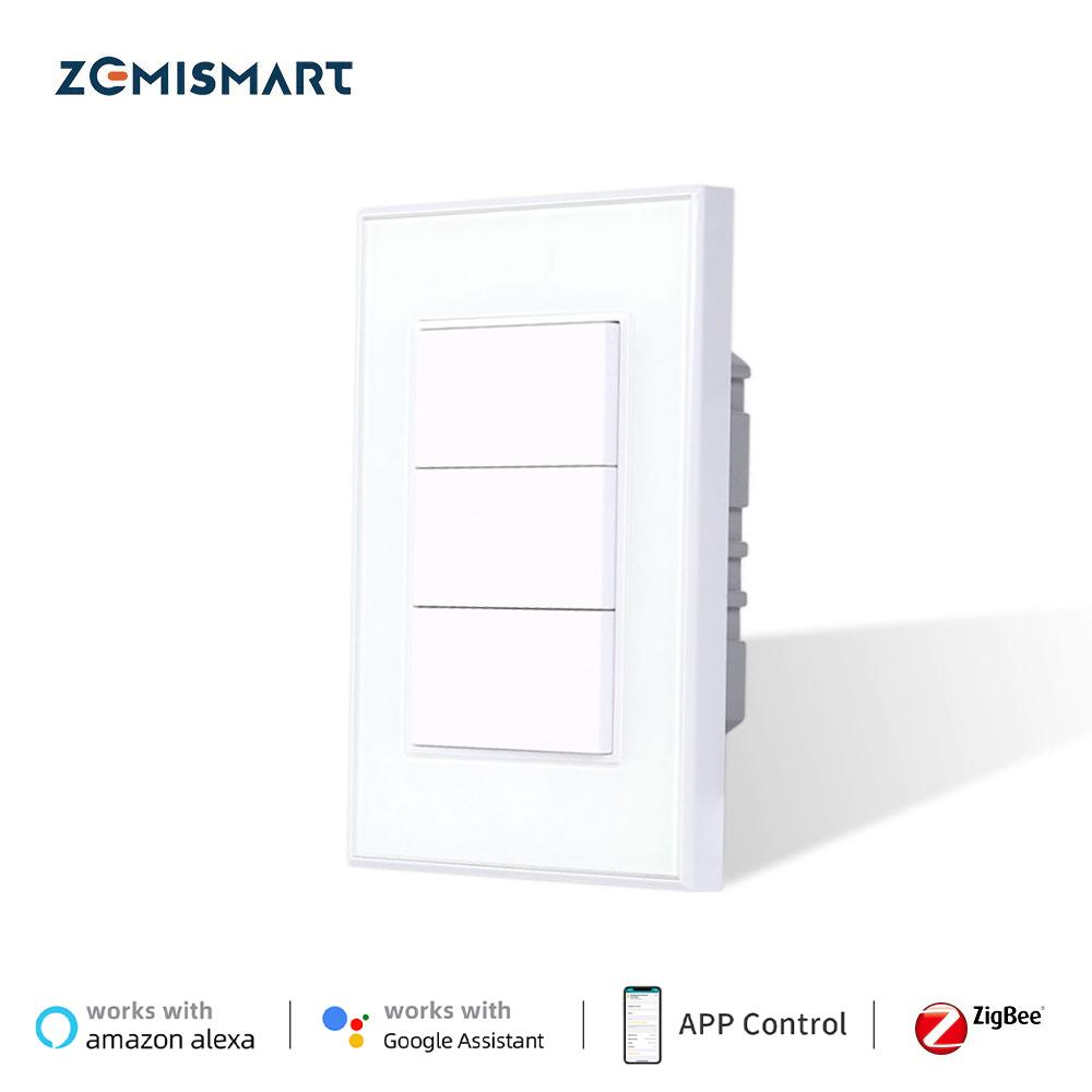 

Zemiart Tuya Zigbee 3 Gangs Выключатель света с прерывателем нейтральной стены Арт-выключатель США, Австралия Alexa Google Home Voice
