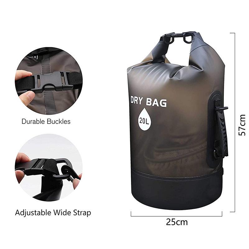 PVC Waterproof Backpack with Net Pocket - Single/Double Shoulder Options for Rafting