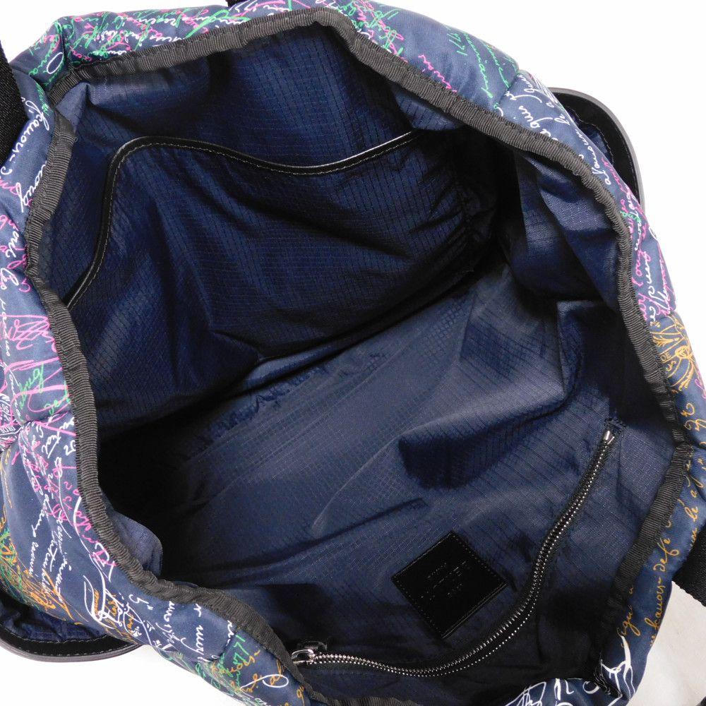 Used 11828 Chillout Nylon Scritto Tote 7924 New Logo All-Over Print Multicolor Shoulder Bag Calligraphy Navy Men's from