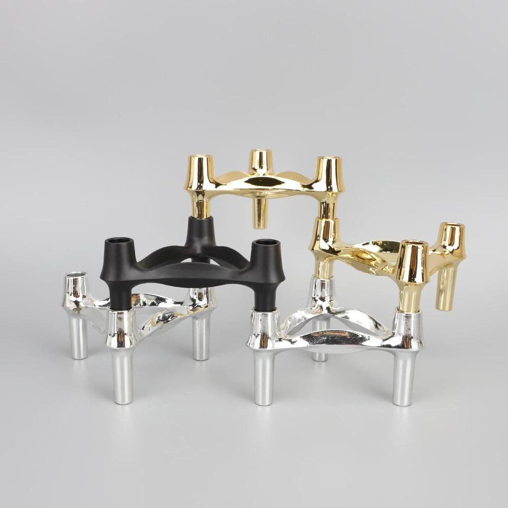 Nordic Candle Holder Metal Molecular Structure Triangle Candlestick Vintage Candle Stand  Gift