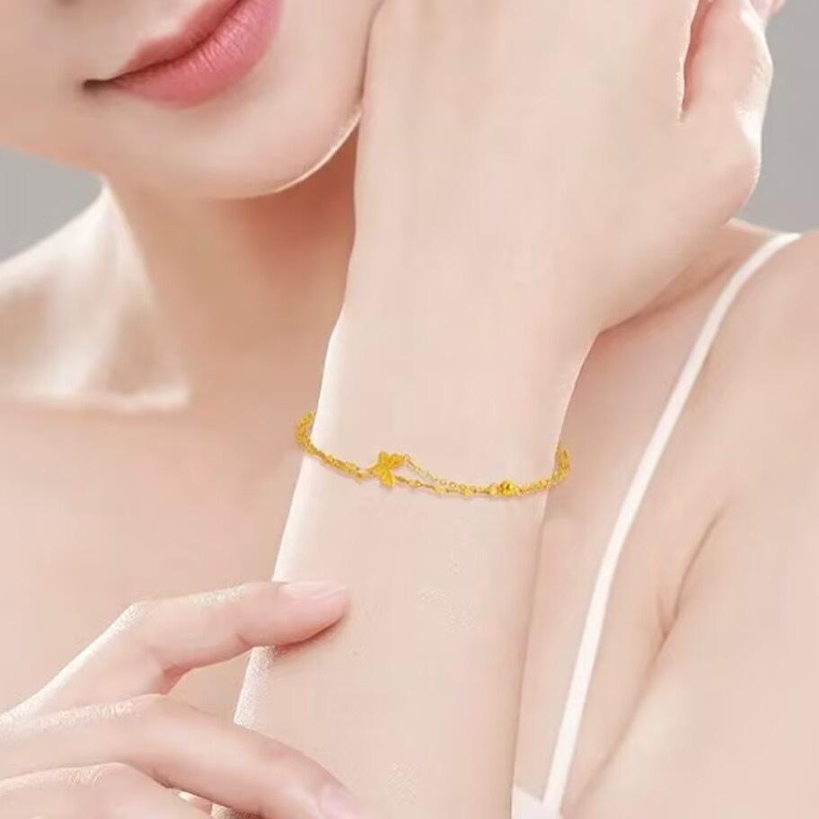 Transfer Bead Double-layer Butterfly Bracelet Women's Light Luxury Niche High-end Fashion Versatile Store with The Same Versatile Hand Jewelry