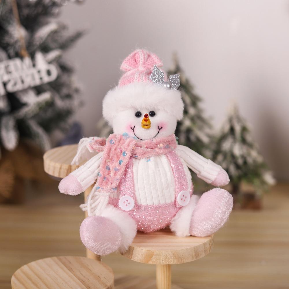 

Sitting Knitted Elk Snowman Doll Tabletop Doll Christmas Pink Doll Decorations Santa Claus Gifts Style B