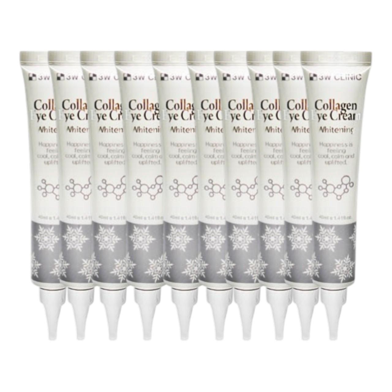 3W Clinic Collagen Whitening Eye Cream – Brightening & Anti-Wrinkle Treatment with Marine Collagen & Pearl Extract (40ml x 10pcs Bulk Value Set)
