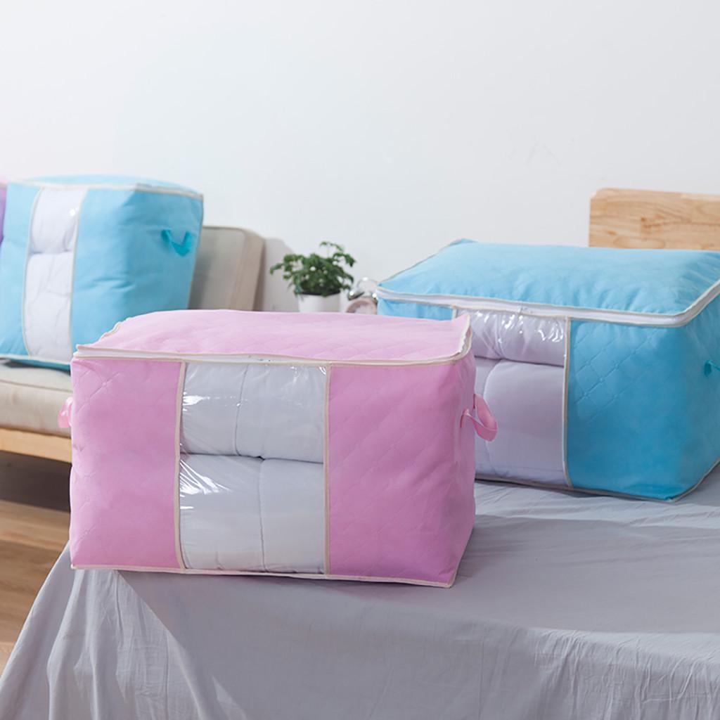 Foldable Large Non-woven Clothes Quilt Blanket Zipper Storage Bag Organizer Box