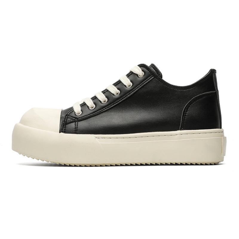 AFANTING Men's Trendy Upturned Leather Skate Shoes with Thick Sole and Oreo Scent, Model 270