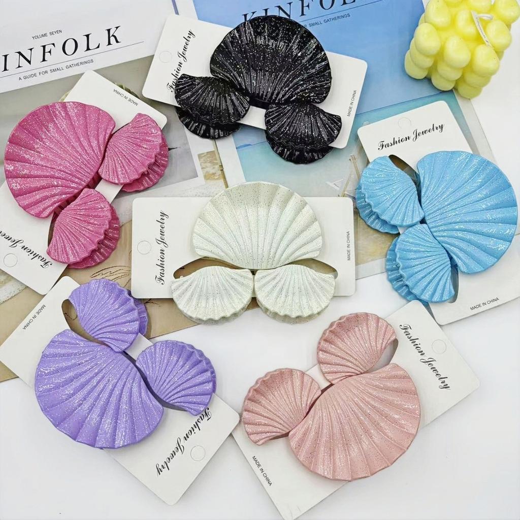 3pcs/set Gradient Dreamy Shell Hair Claw Clips Ocean Beach Conch Hair Clip Seashell Matte Shark Clip Headwear Hair Accessories