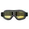 Vintage Pilot Motorcycle Goggles UV400 Windproof Scratch Resistant PC Lens with Leather Trim for Open Face Helmet