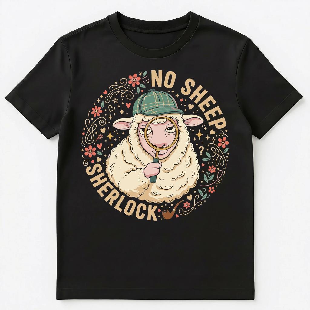 Nessuna Pecora Sherlock Divertente Design Umoristico da Detective T-Shirt Unisex