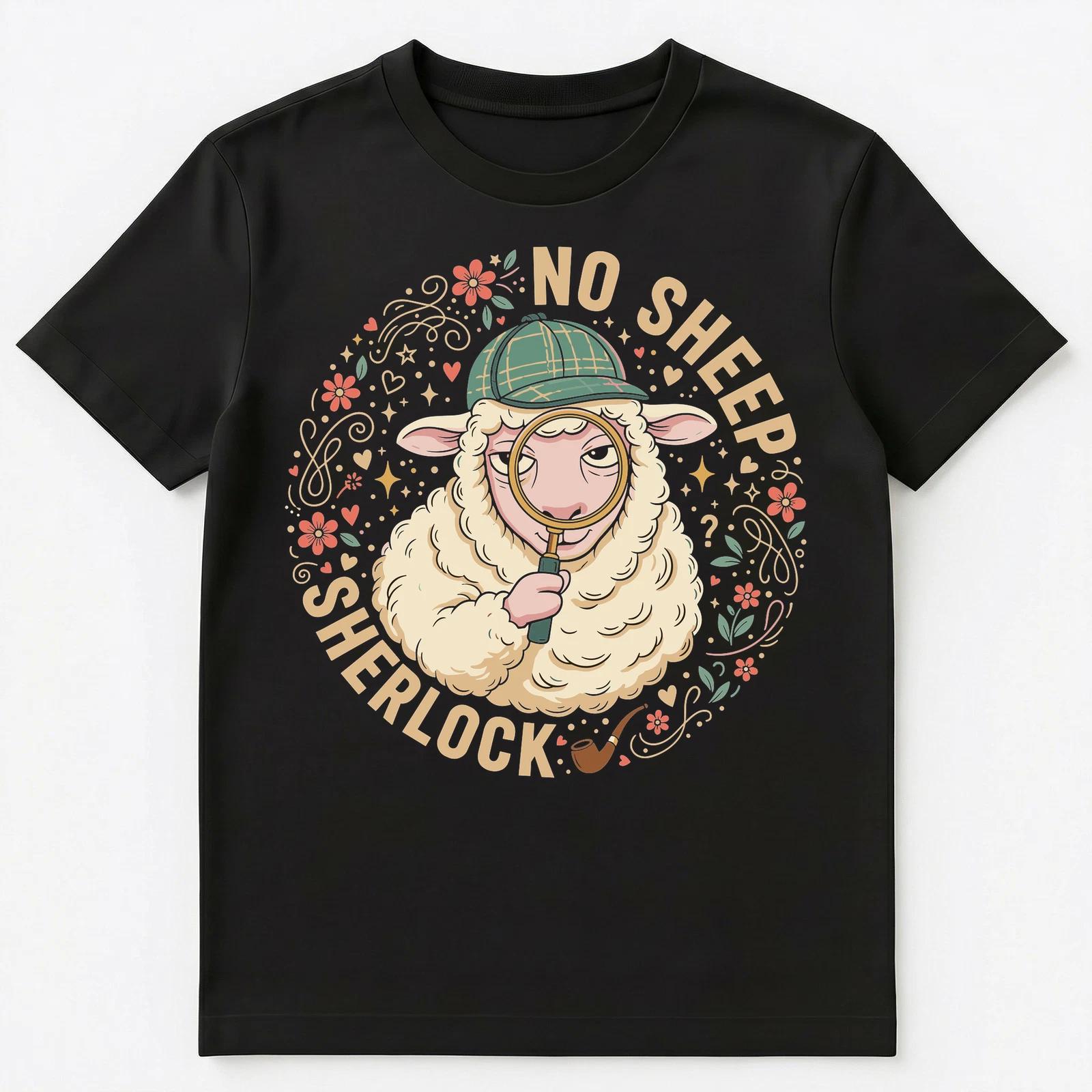 

No Sheep Sherlock Funny Detective Humor Design Unisex T-Shirt 4XL