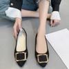 Pointed Suede Square Buckle Doudou Shoes Casual Flat Women's Single Shoes Work Shoes