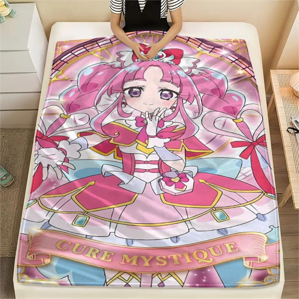 1PC Pretty Cure Print Flannel Blanket, High quality Comfortable for All Seasons, Home Decor, Warmth and Comfort, Perfect for Christmas Gifts