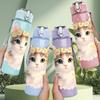 1PC Cute Kitten Cat Flower Crown Print 750ml Color Plastic Sports Water Bottle Leakproof Flip Straw Lid Suitable for Sports Office Home Use