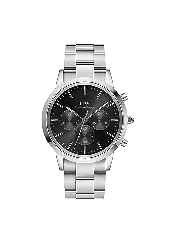 

[Official Shop/2-Year Warranty/] Daniel Wellington Iconic Chronograph 42 Link S Black Sunray Men s Watch, Mechanical Automatic, Luxury Watch, Gift
