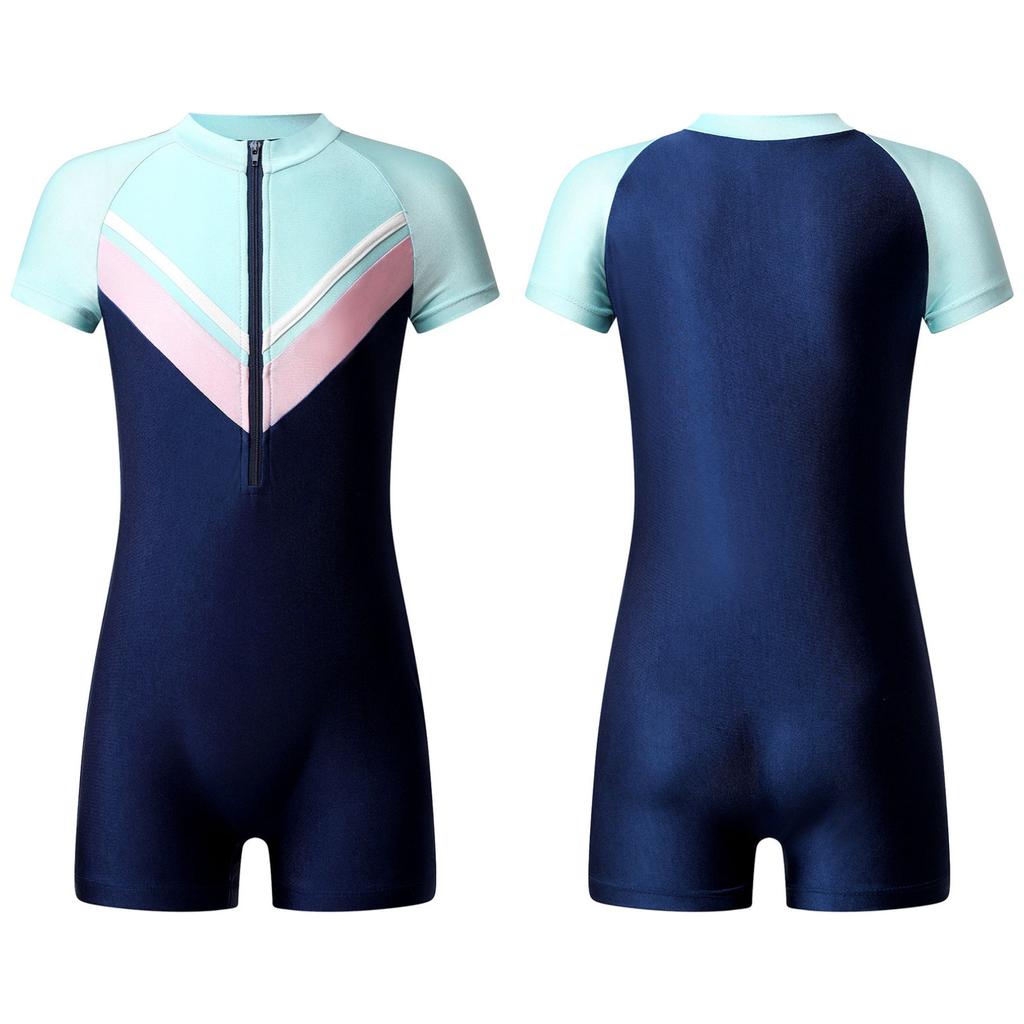 Costume Intero Manica Corta Per Bambino Con Cerniera - Stampato Vita Marina - Protezione UPF - Muta Beachwear Per Nuoto E Spiaggia - Taglie 0-3 Anni