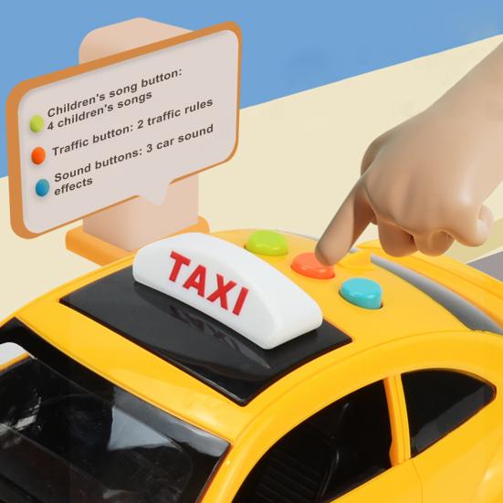 Simulační mini autíčko se světlem a hudbou Miniaturní tlakový odlitek Taxi Plastikový model Ornament Děti Setrvačná hračka do auta Kluci Dívky Vánoční dárek k narozeninám