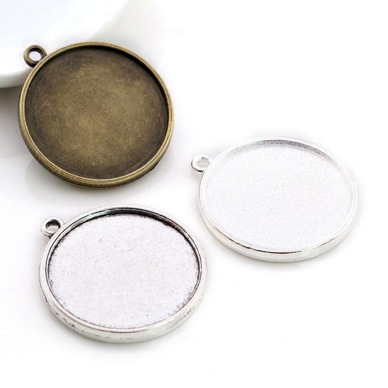 10pcs 25mm Inner Size Antique Silver Plated Square Cabochon Base Cameo Setting Charms Pendant For 10 mm Leather Bracelet