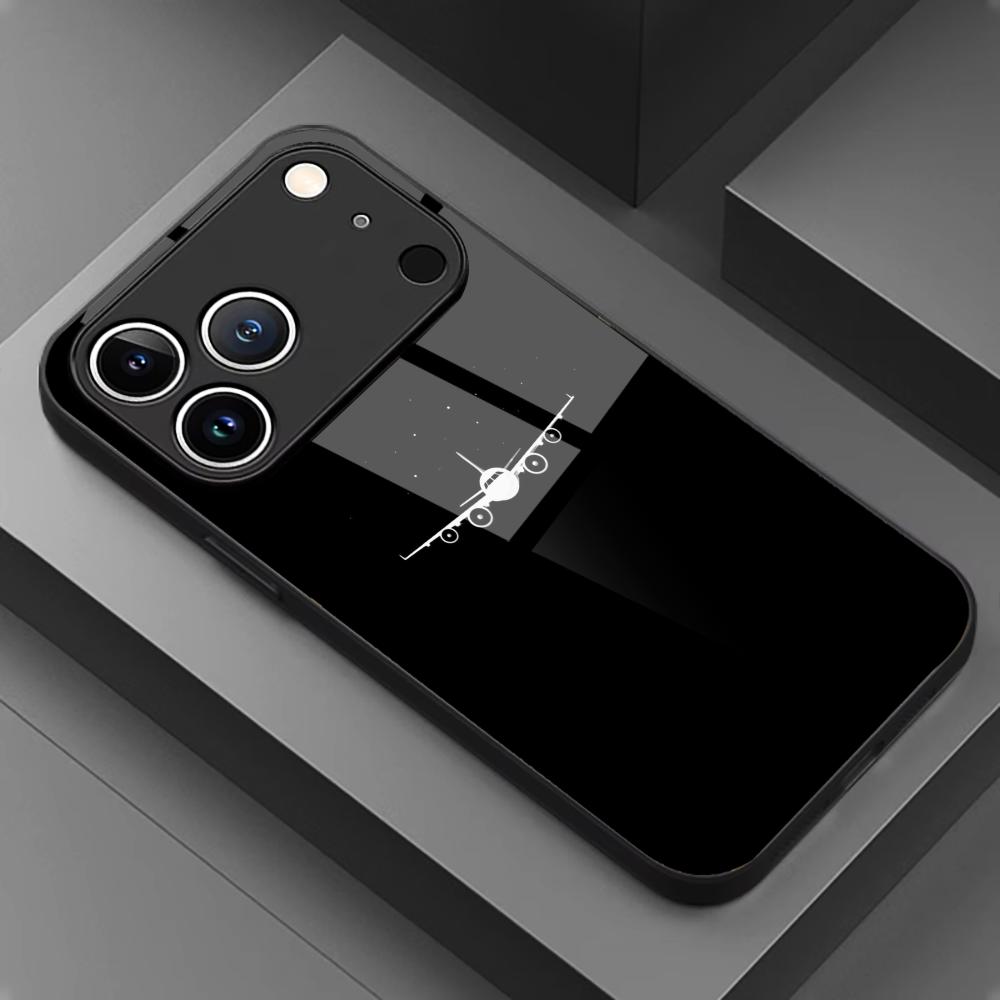 Simple White Airplane Print Glass Phone Case Mobile Phones for Iphone 17 Pro Max Cover for iPhone 17 16 15 14 13 12 Pm Pro Plus