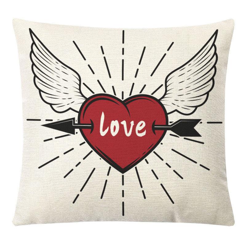 

Valentine s Day Linen Pillow Case Couple Confession Supplies Office Home Cushion 45*45cm