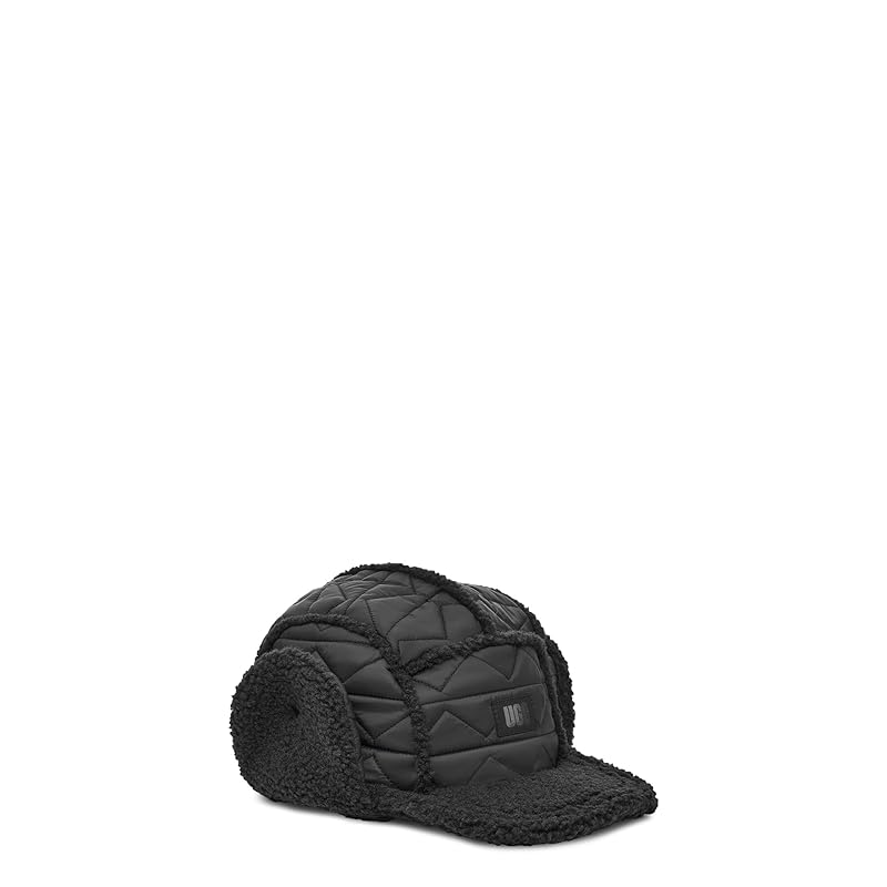 

[Agu] MENS UGGFLUFF HAT cap flight cap hat hat quilting boa Fluffy men s gift Cold protection (JP, alphabet, S, BLACK)