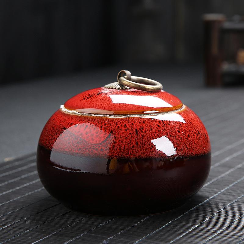 Kiln Transformed Ceramic Tea Caddy Tea Box Moisture-proof Sealed Tank Storage Tank Tea Container Candy Jar Tea Organizer Tea Can