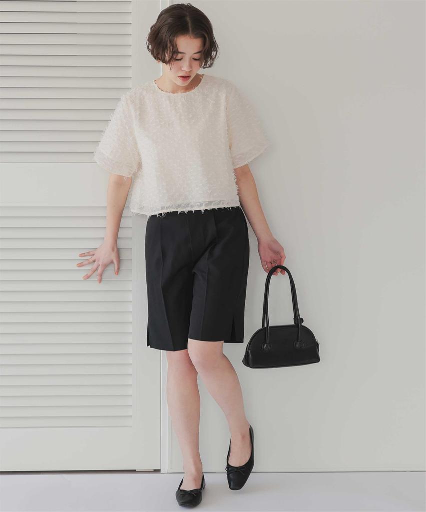 Titibait AFXP4247 Gold Button Back Jacquard Size Small Women's Top, Ivory,