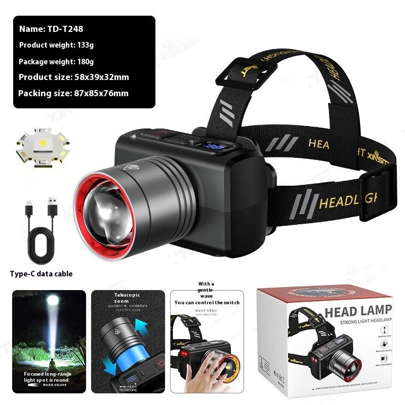 Super Bright LED Sensor Headlamp USB Rechargeable Headlight Front Led Head Light With built-in battery Camping Fishing Lantern