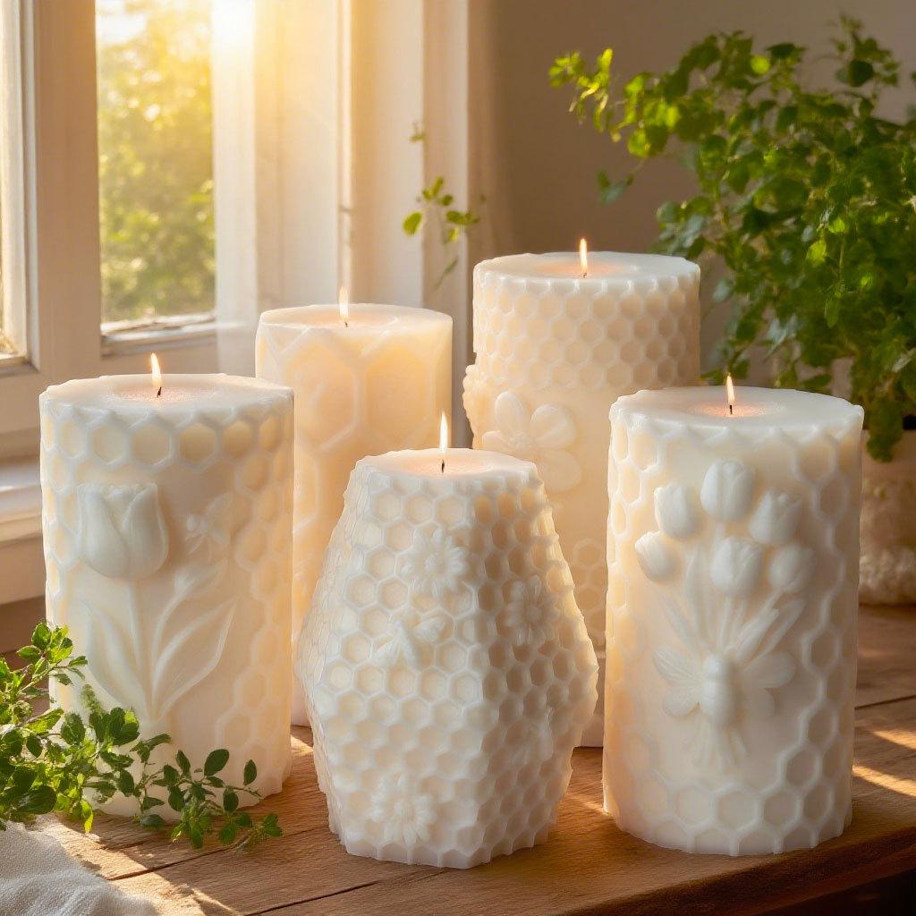 Embossed Honeycomb Candle Molds Cylinder Candle Silicone Molds for Epoxy Resin Making Candle Soap Gypsum Silicone Molds