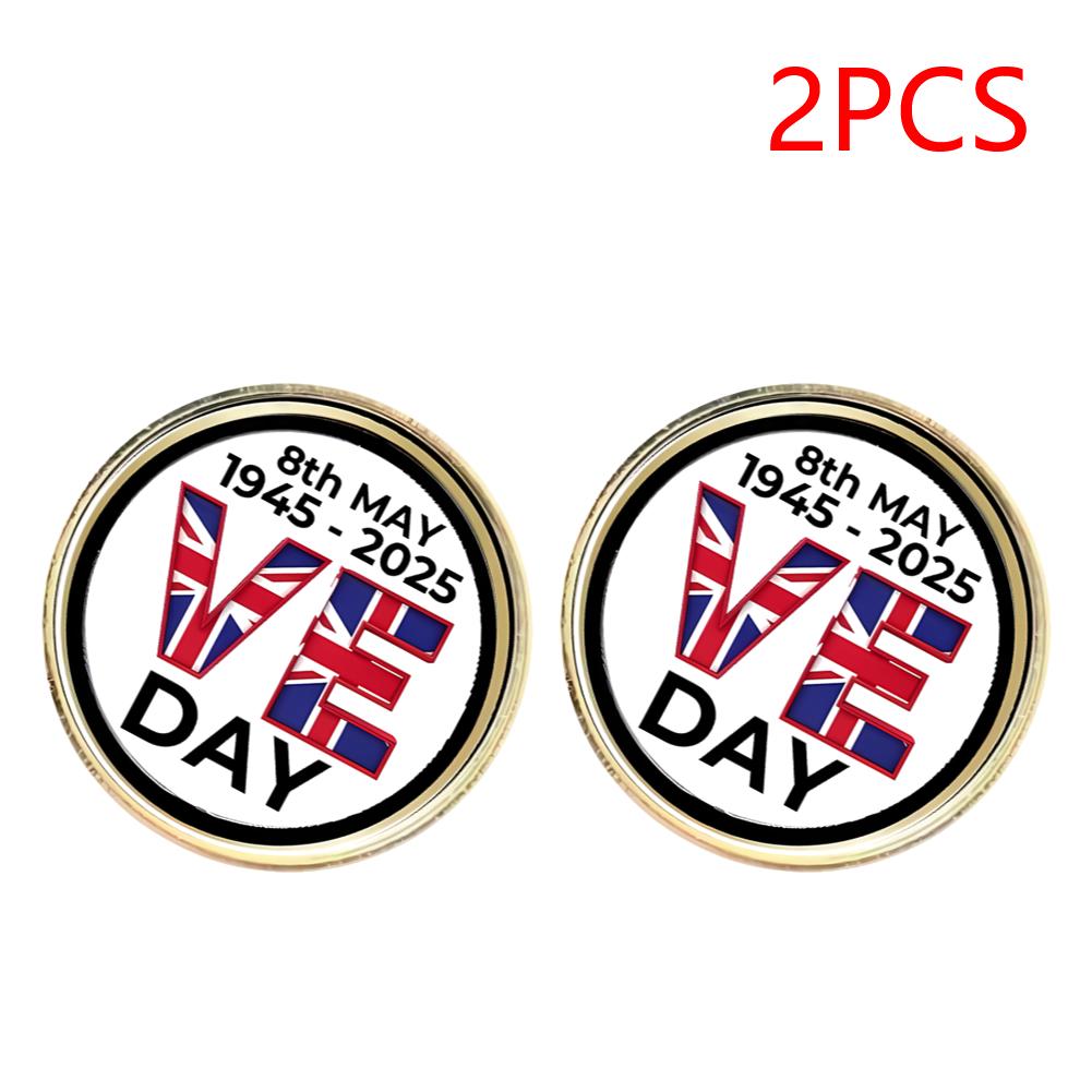 

2-30PCS VE Day 80th Anniversary 1945-2025 8th May VE Day Collectable Badges Round Emblem Pin for Clothing Bags Shirt Backpack