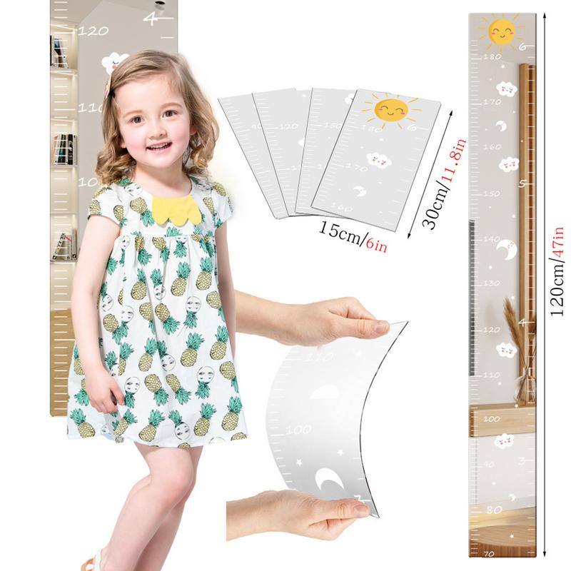 Height Growth Chart Ruler Shatterproof Acrylic Height Measurement Mirror Ruler Wall Decoration Full Body Mirror With Tape