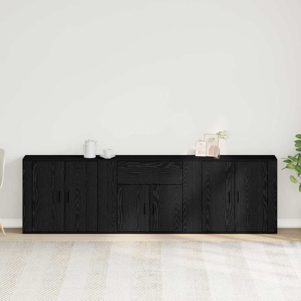 Sideboard Black Oak Effect 240 x 33 x 70 cm Engineered Wood