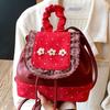 2025 new cute polka dot backpack retro foreign style flower travel backpack college style commuter handbag