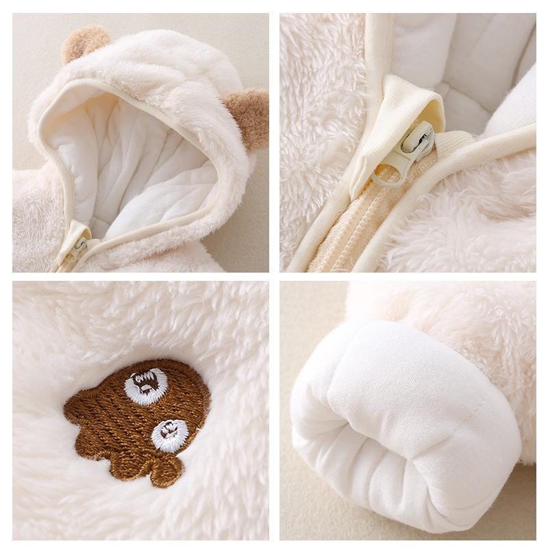 Jachetă de flanel pentru bebeluși toamnă și iarnă, haine de bumbac, haine pentru bebeluși, ținute cu glugă pentru exterior, haine pentru târât