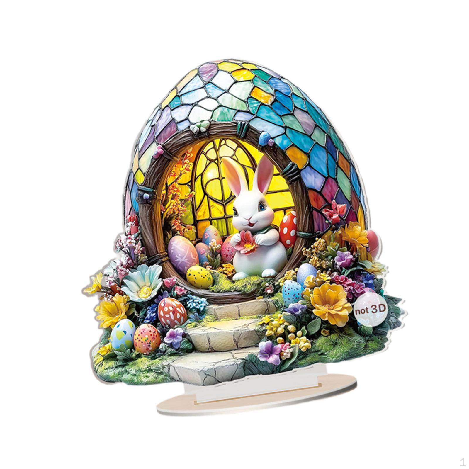 

Easter Acrylic Decoration with Holder Creative Collectible Souvenir Centerpiece 2D Flat Sign Desktop