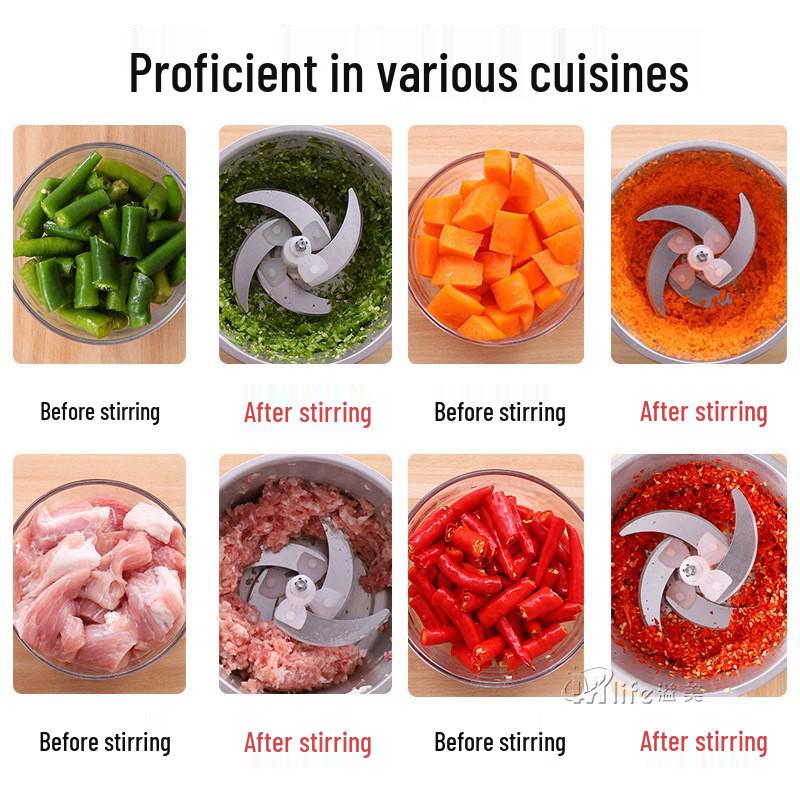5L Electric Meat Grinder & Food Processor: Multifunctional Stainless Steel, Ideal for Garlic, Chili, and Household Use