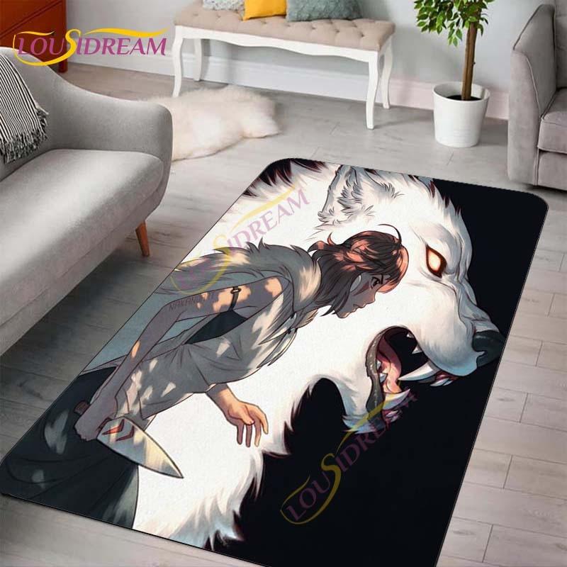 Princess Mononoke Area Rugs 3D Cartoon Pattern Art Print Rug Large Carpet Rugs for Living Room Bedroom Anime Cute Floor Mats