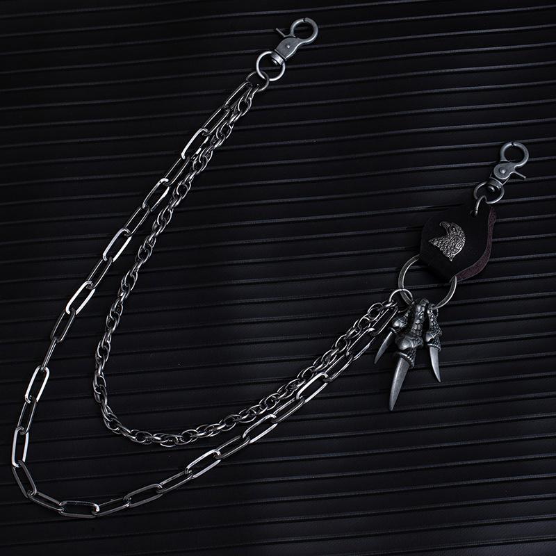 Coole Doppelspitzen-Kette mit Adler-Motiv Persönlichkeitskette Punk Hip Hop Hip Hop Jeans-Hüftkette Mode Metall-Accessoires