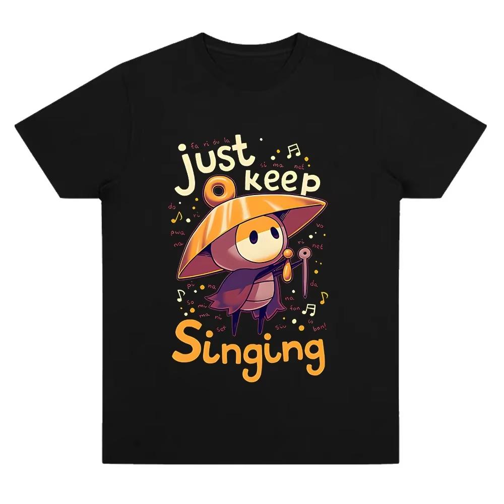 Sherma T-Shirt Just Keep Singing Hollow Knight Silksong Cartoon Graphic Tee - Unisex 100% Cotton Soft Comfort Y2K T-Shirt Tops S разноцветный