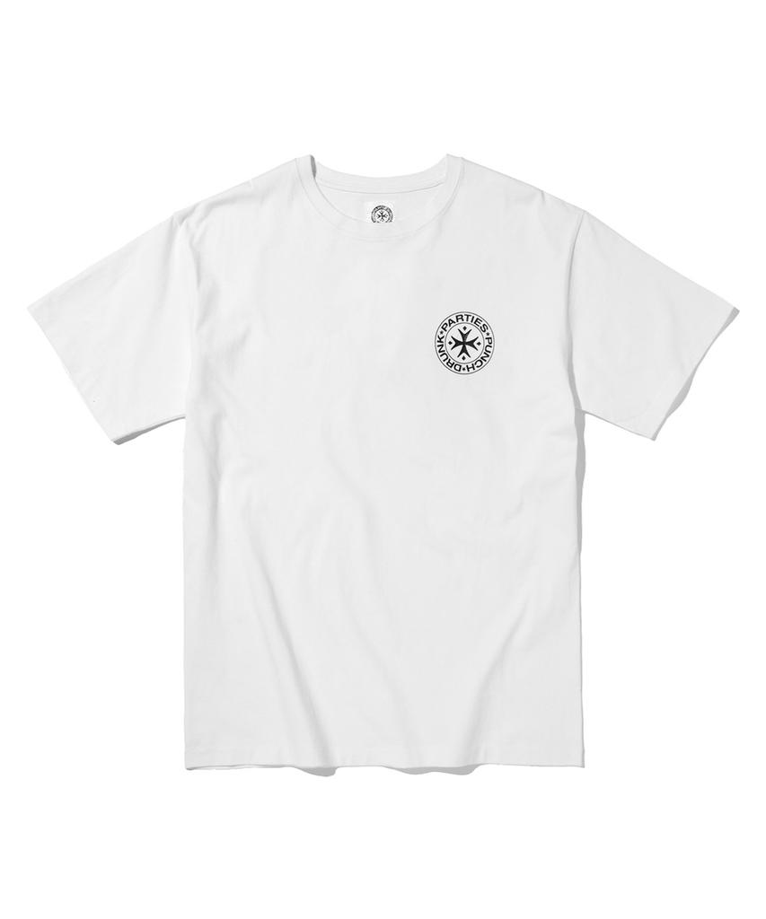 Punched Drunk Parties Circle Logo Narrow Tee (White)