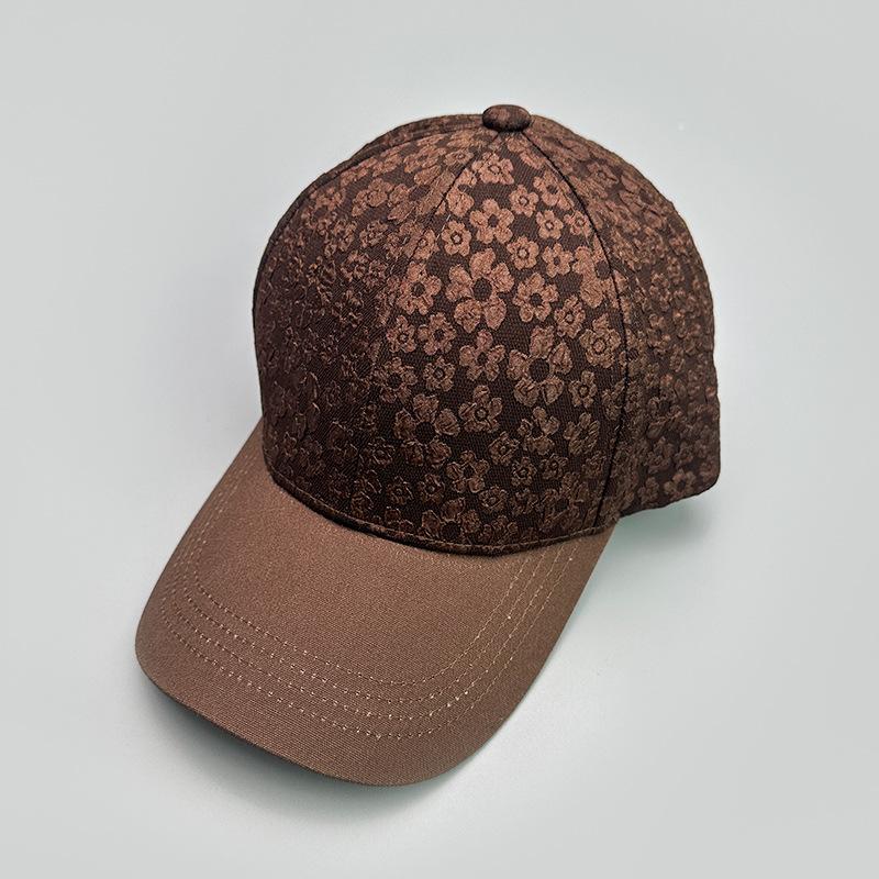 Hard Top Small Floral Textile Baseball Cap Women'S Fashion Sunshade Foreign Style Versatile Outdoor Cap