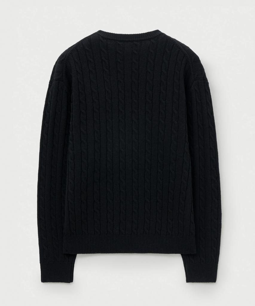 Seteo Basic Cable Crew Neck Knit Black