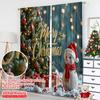 2pcs 2D Flat Printing Merry Christmas Popular Party Window Curtains Merry Christmas Decorations Santa Snowman Polyester Without