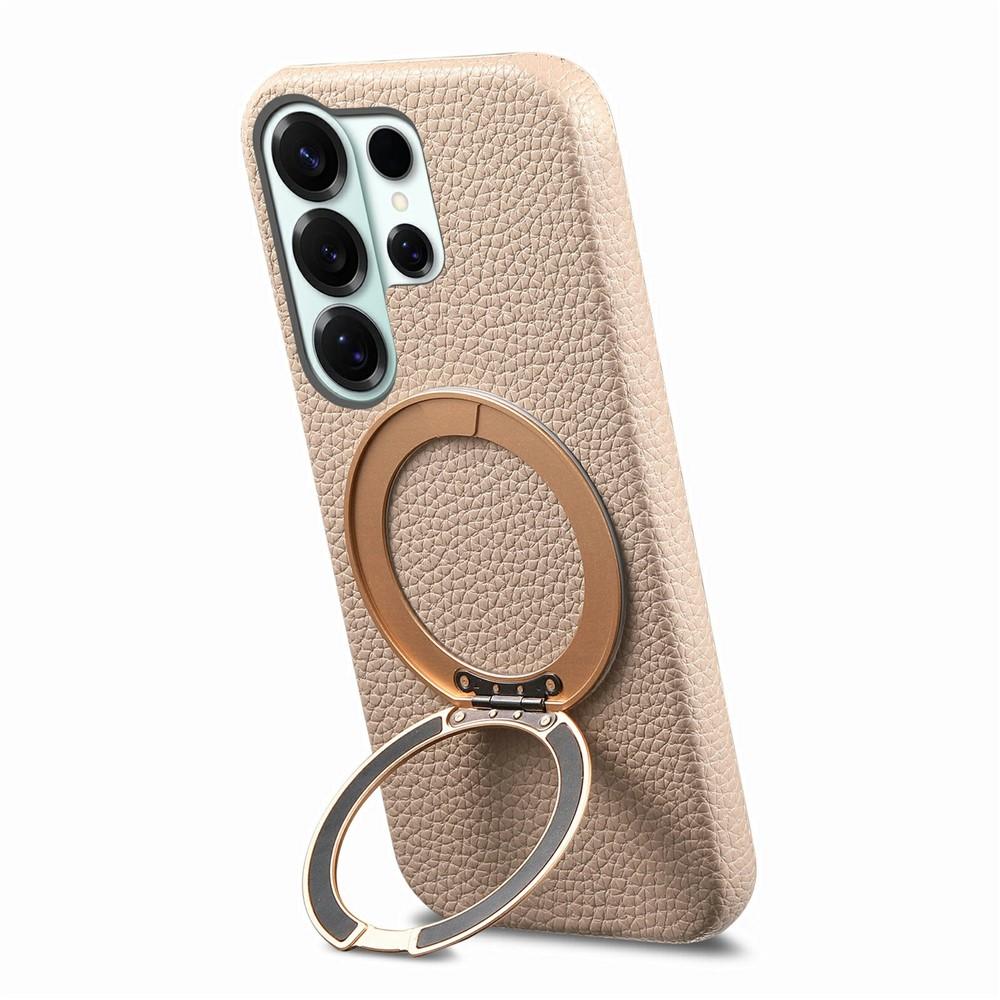 Case for Galaxy S26 Ultra - PC+Leather/PU, Khaki, With Stand
