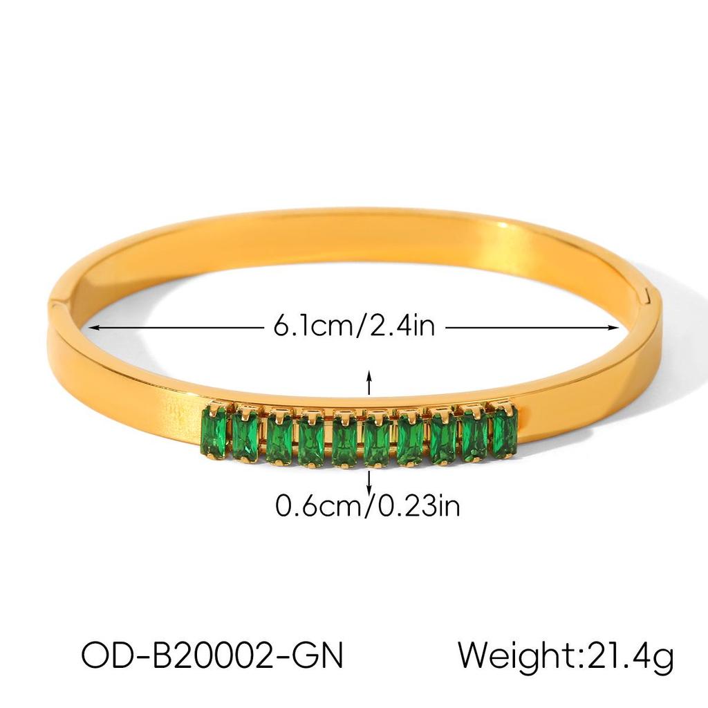 18K Gold-Plated Diamond-Studded Stainless Steel Bangle – Light Luxury Zircon Autumn/Winter Bracelet for Women