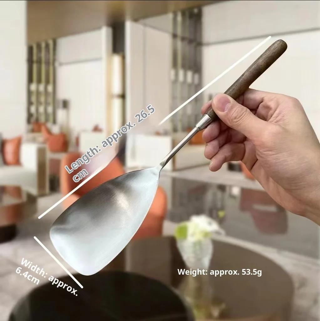 Новая антикварная суповая ложка с деревянной ручкой, бытовая суповая ложка из нержавеющей стали, ложка для супа и каши, ресторанная ложка для готовки хот-пота