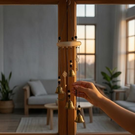 Distressed Bronze Wind Chimes Witch Bell Chime with Keys, Vintage Outside Hanging Chime, Soothing Sound Handmade Decorative for Patio, Balcony, Yard,