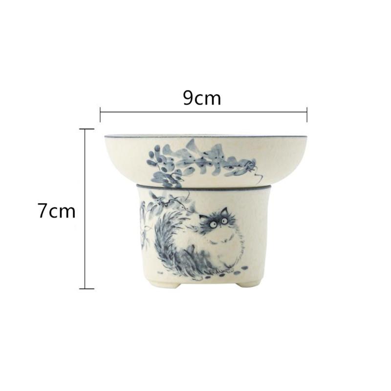 

Chinese Handmade Ceramic Fair Cup Tea Infuser Hand-painted Cute Cat Pattern Teacup Retro Household Teaware Accessories 180ml