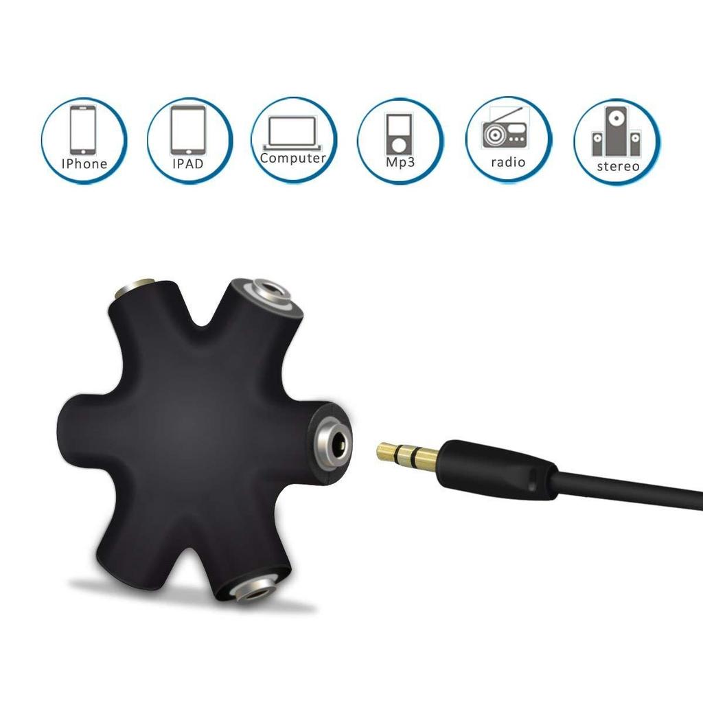 3.5mm Earphone Audio Splitter 1 Male To 1 2 3 4 5 Female Cable 5 Way Port Aux Music Sound Output Cables Stereo Headset ExtensionGood product