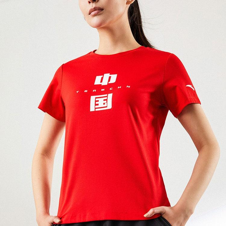 Anta Variety Training Collection T Shirts Women's Red Crew Neck Moderate Straight Fit 162227147-2